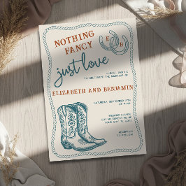 Burnt Orange Teal Cream Western Horseshoe Wedding Kaart