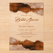 Burnt Orange Terracotta Agate Marble Bridal Shower Acryl Uitnodigingen (Voorkant)