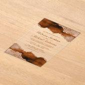 Burnt Orange Terracotta Agate Marble Wedding Acryl Uitnodigingen (Laagn)