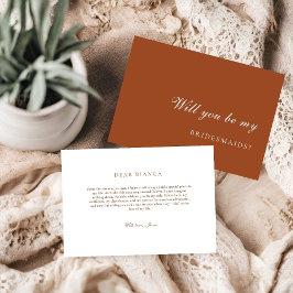 Burnt Orange Terracotta Bridesmaid Proposal Card Kaart