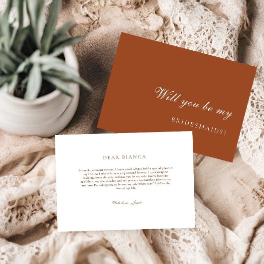 Burnt Orange Terracotta Bridesmaid Proposal Card Kaart