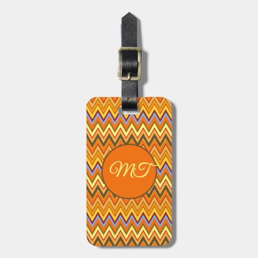 Burnt Orange Terracotta Chevron ZigZag Personalize Bagagelabel (Voorkant verticaal)