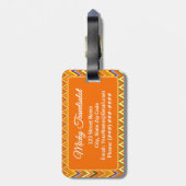 Burnt Orange Terracotta Chevron ZigZag Personalize Bagagelabel (Achterkant verticaal)