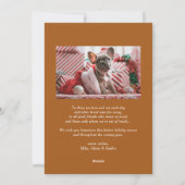 Burnt Orange Whimsical Snowflake Christmas Photo Feestdagenkaart (Achterkant)