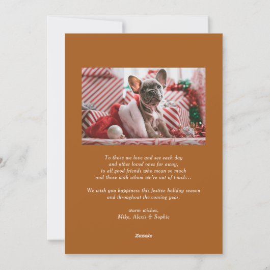 Burnt Orange Whimsical Snowflake Christmas Photo Feestdagenkaart (Achterkant)