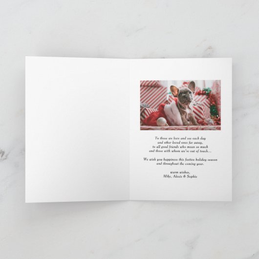 Burnt Orange Whimsical Snowflake Photo Christmas Feestdagen Kaart (Binnen)