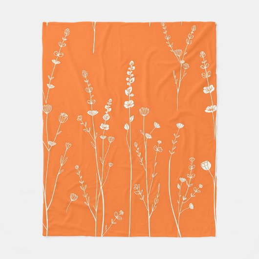 Burnt Orange Wildflower Minimal Pattern Fleece Deken (Voorkant)
