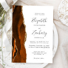 Burnt Oranje Agate Gold Wedding Invitation