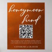 Burnt Oranje Boho Autumn Wedding Honeymoon Fonds Poster (Voorkant)