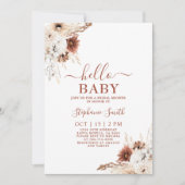 Burnt Oranje Boho Baby shower Girl Invitation Kaart (Voorkant)