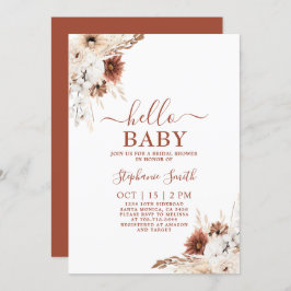 Burnt Oranje Boho Baby shower Girl Invitation Kaart