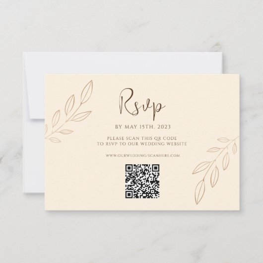 Burnt Oranje Boho Wedding RSVP QR Code (Voorkant)