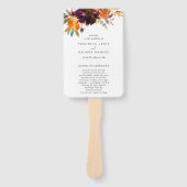 Burnt Oranje Burgundy Floral Fall Wedding Programm Handwaaier (Voorkant)
