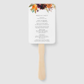 Burnt Oranje Burgundy Floral Fall Wedding Programm Handwaaier (Achterkant)