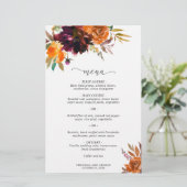Burnt Oranje Burgundy Rustic Wedding Menu (Staand voorkant)
