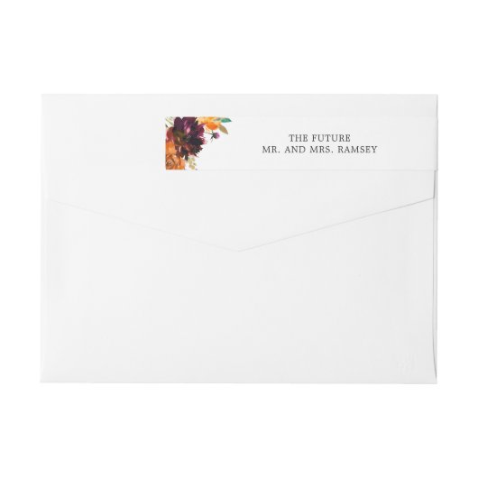 Burnt Oranje Burgundy Wedding Return Address (Achterkant)