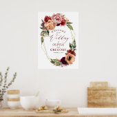 Burnt Oranje en Burgundy Red Wedding Welcome Poster (Keuken)