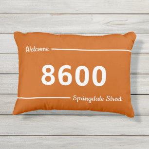 Burnt Oranje en White House Number Street Adres Buitenkussen