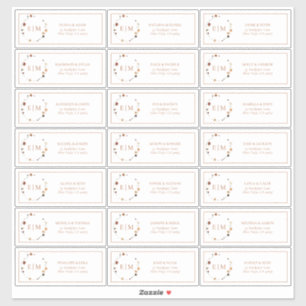 Burnt Oranje Floral Crest Monogram Guest Address Sticker