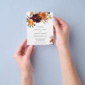 Burnt Oranje Floral Herfst Budget Weddenschap Flyer (Hand)
