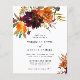 Burnt Oranje Floral Herfst Budget Weddenschap Flyer