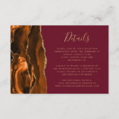 Burnt Oranje Gold Agate Burgundy Wedding Details Informatiekaartje (Voorkant)