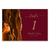 Burnt Oranje Gold Agate Burgundy Wedding Kaart (Voorkant)