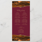 Burnt Oranje Gold Agate Burgundy Wedding Programmakaart (Achterkant)