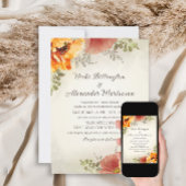 Burnt Oranje Herfst najaar Floral Greenery Wedding Kaart
