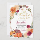 Burnt Oranje Pumpkin Birthday Uitnodiging (Voorkant)