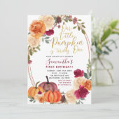 Burnt Oranje Pumpkin Birthday Uitnodiging (Staand voorkant)