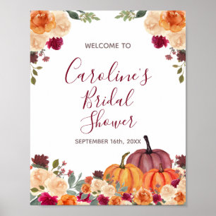Burnt oranje Pumpkin Bridal Baby shower Welkom Poster