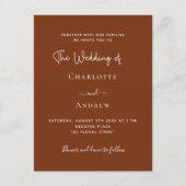 Burnt oranje Roestscript bruiloft Uitnodiging Briefkaart (Voorkant)