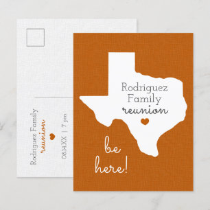 Burnt Oranje State of Texas Family Reunion Briefkaart