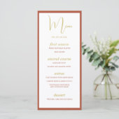 Burnt Oranje Terracotta Floral Wedding Menu (Staand voorkant)