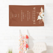 Burnt Oranje Terracotta Floral Wedding Welcome Spandoek (Insitu)