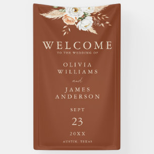 Burnt Oranje Terracotta Floral Wedding Welcome Spandoek