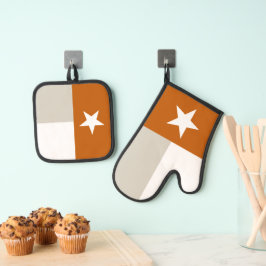 Burnt Oranje Texas State Flag Ovenwant & Pannenlap Set