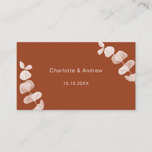 Burnt oranje trouwreactie website QR code RSVP Informatiekaartje (Voorkant)