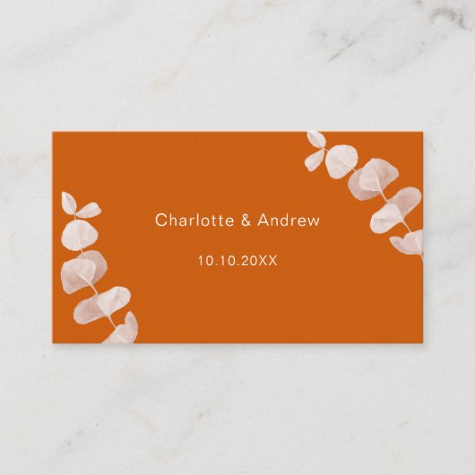 Burnt oranje trouwreactie website QR code RSVP Informatiekaartje (Voorkant)