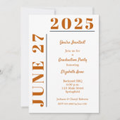 Burnt Oranje White Graduation Party Kaart (Voorkant)