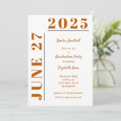 Burnt Oranje White Graduation Party Kaart (Staand voorkant)