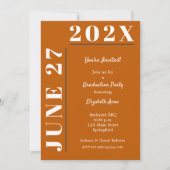 Burnt Oranje White Grey Graduation Party Kaart (Voorkant)