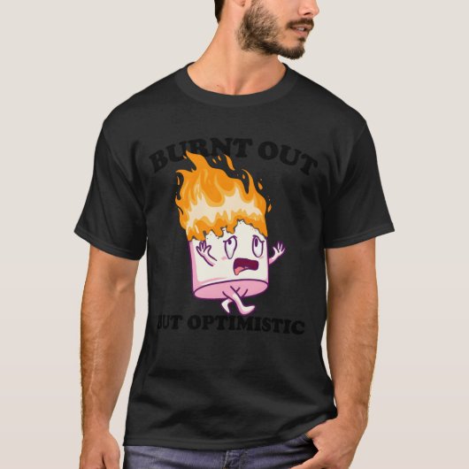 Burnt Out But Optimistic Marshmallow Camping retro T-shirt (Voorkant)