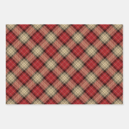Burnt Red Beige Modern Scottish Tartan Kerstmis Inpakpapier Vel