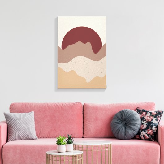 Burnt Red Sun Wall Art – Earth Tone Poster Canvas Afdruk (Insitu (Woonkamer))