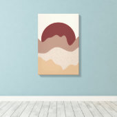 Burnt Red Sun Wall Art – Earth Tone Poster Canvas Afdruk (Insitu (Houten vloer))