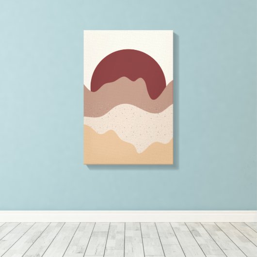 Burnt Red Sun Wall Art – Earth Tone Poster Canvas Afdruk (Insitu (Houten vloer))