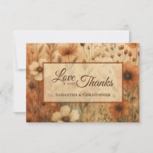 Burnt Sienna Boho Chic Floral Love Thanks Wedding