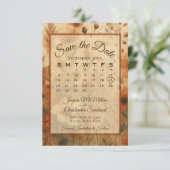 Burnt Sienna Boho Chic Flowers Calendar Wedding Save The Date (Staand voorkant)